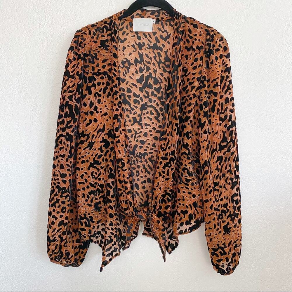 Which We Want Sheer Textured Leopard Cardigan Size Small